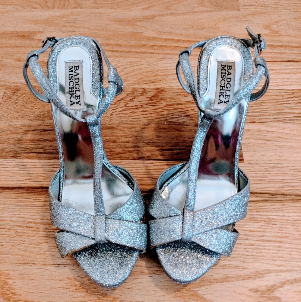 Sparkly silver stilettos Badgley Mischka